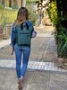 Emerald Green Bag Handle,Forest Green Backpack Water Resistant Large Rucksack,Laptop Minimalist bag,Travel Weekender rucksack,Vegan Gift 