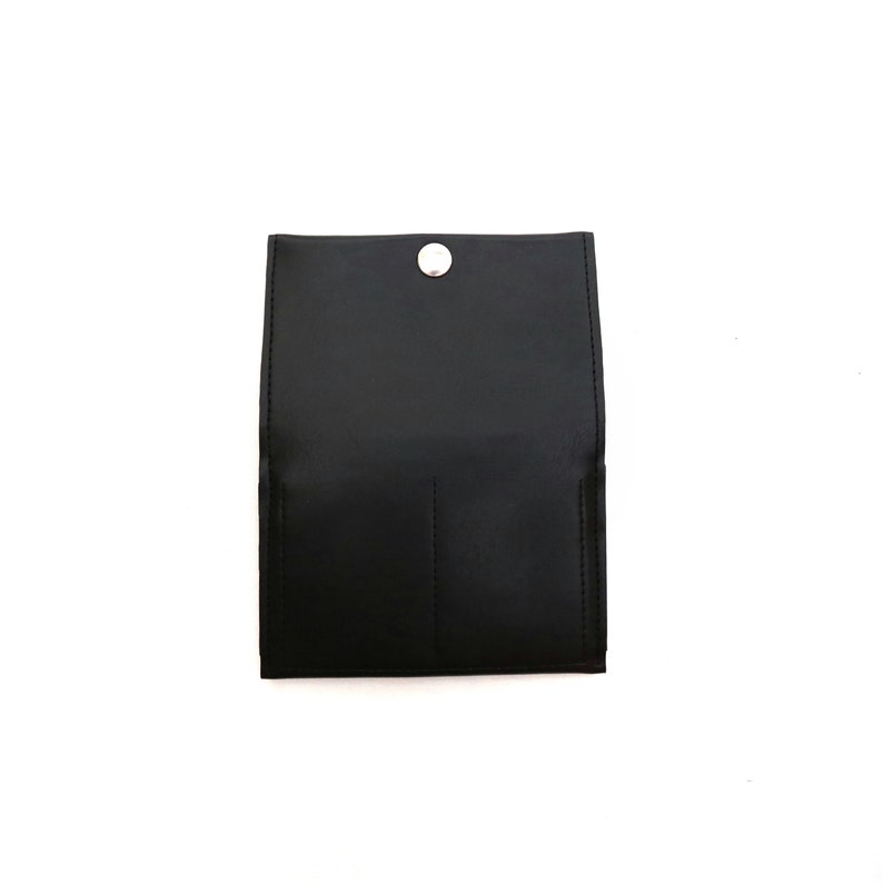 Cartera negra, Cartera de monedas de cuero vegano, Titular de la tarjeta, Cartera de viaje simple, Cartera corta y delgada con bolsillo con cremallera, Unisex, Hombres de regalo veganos imagen 3