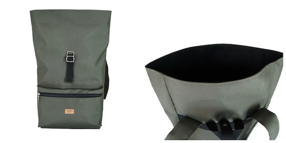 Olive Green Roll Top Backpack/cordura Water Resistant Backpack