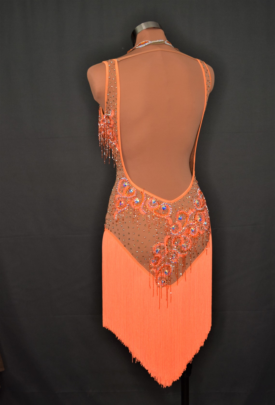 Orange Latin/ Rhythm Ballroom Dance Dress SM Etsy UK