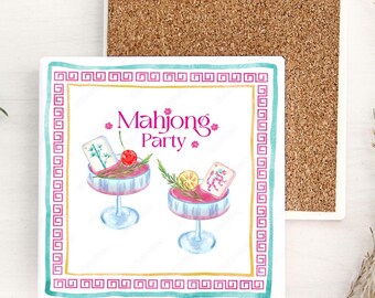 Mahjong Coasters - Gift for the Mahjong Player - Mahjong Lover - Christmas Gift for Mahjong Lover - Drink Coaster Chinoiserie