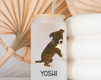 Custom Dog Ice Coffee Glass, Dog Photo Glass Cup Gift for Dog Lover Gift Dog Photo Glass Can Pet Lover Dog Glass,Dog Mom Cup, Gifts Under 25