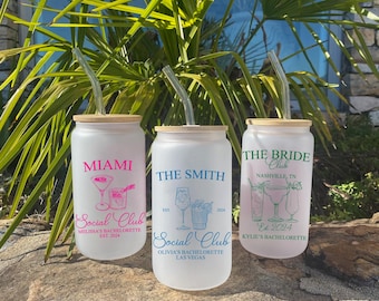 BACHELORETTE PARTY TUMBLERS - Cocktail Glass Tumblers - Ice coffee glass tumblers - Bach Party Favors - Bachelorette Party Club - Girls Trip