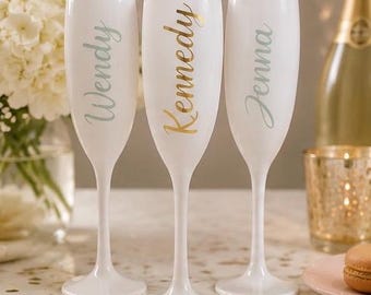 Flûte da champagne personalizzate Regalo personalizzato per damigella d'onore - Addio al nubilato - Flûte da champagne color salvia Proposta per damigella d'onore - Festa di addio al nubilato