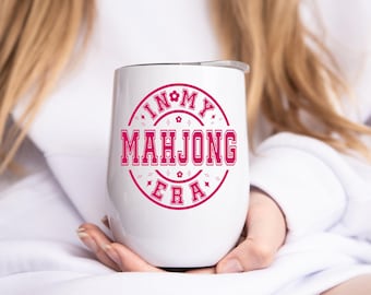 Mahjong Wine Tumbler: Stainless Steel, Printed Design