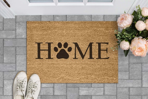 Dog Paw Home Doormat - Coir Welcome Mat, Dog Lovers