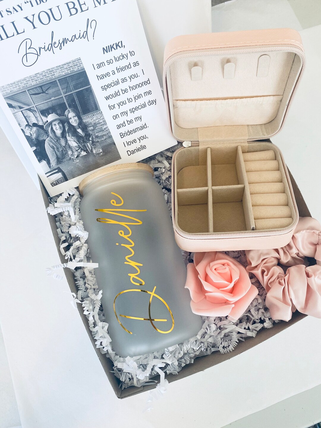 Bridesmaid Proposal Box With Jewelry Box Tumbler - Will You Be My ...