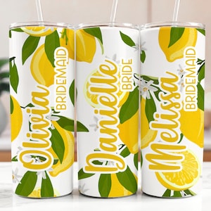Lemon Printed Tumblers - Bachelorette Party Tumblers  Water tumbler 20oz Stainless Steel Tumbler Bachelorette  - Girls Trip Lemon Lemoncello