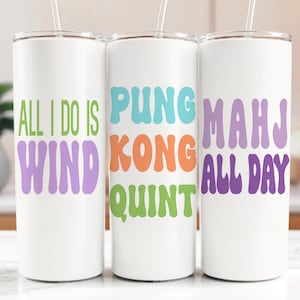 Mahjong Tumbler: 20oz Stainless Steel Cup, Gift for Mahjong Player