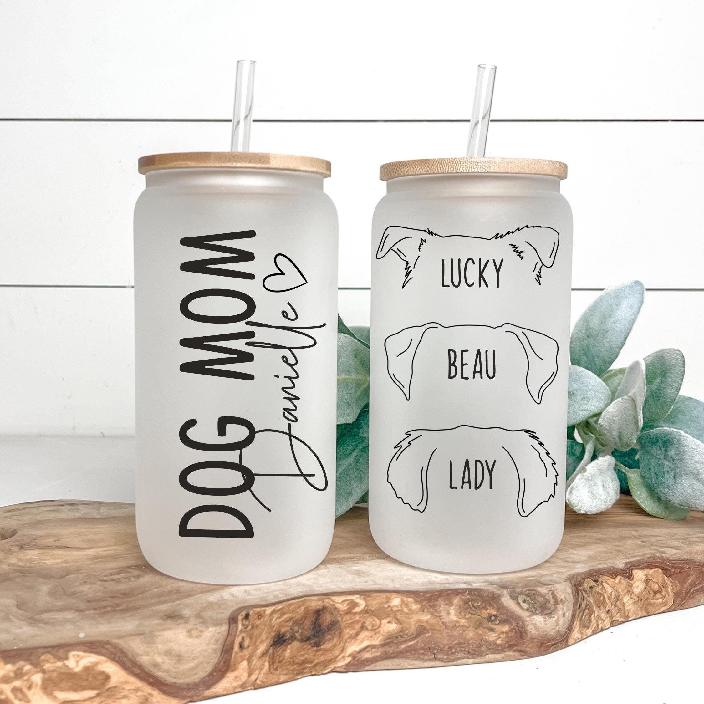 Dog's Ears Glass, Custom Dog Glass, Dog Mom Gift, New Dog Gift, popular right now, Dog Mom Cup, Dog Cup, Frosted Can Glass, Gifts Under 25