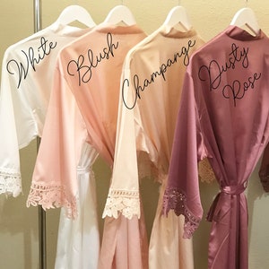 BRIDESMAID Robes Bridesmaid Lace Robes, Lace Robes Lace Trim Robes Wedding Robes Bridesmaid Gifts Satin Robes Soft Lace Robes image 9