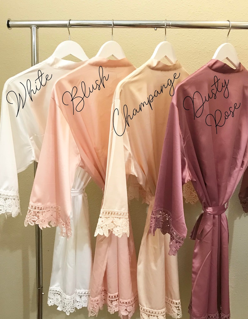 BRIDESMAID Robes Bridesmaid Lace Robes, Lace Robes Lace Trim Robes Wedding Robes Bridesmaid Gifts Satin Robes Soft Lace Robes image 9