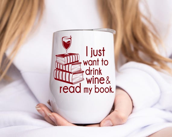 Personalized Book Lover Glass Cup Tumbler Gift box For Her Gift for Bookworm Gift for Book Nerd Gift Wine Lover Book Club - Wine Tumbler