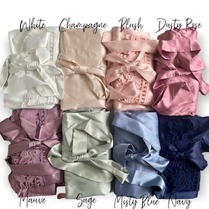 BRIDESMAIDS Robes - Bridesmaid Lace Robes, Bridesmaid Robe Set - Wedding Robes - Bridesmaid Gifts Wedding day robes Sage Green Robes