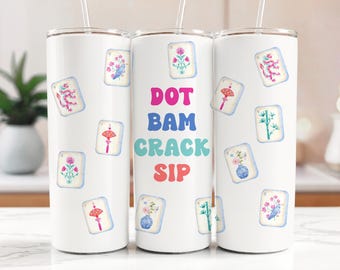 Mahjong Tumbler: 20oz Stainless Steel Cup - Gift for Mahjong Player