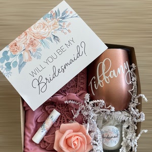 BRIDESMAID PROPOSAL BOX Satin Lace Robe Wine Tumbler  Best Bridesmaid proposal 2022 Bridesmaid proposal with robe