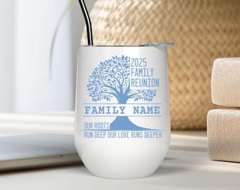 Vaso de vino personalizado para reunión familiar: recuerdo de acero inoxidable