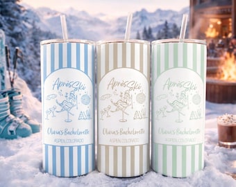 BACHELORETTE PARTY - Apres Ski Tumbler -Skinny 20OZ Straight Stainless Steel Straws Bach Party Favors - Girls Trip - Skiing Trip