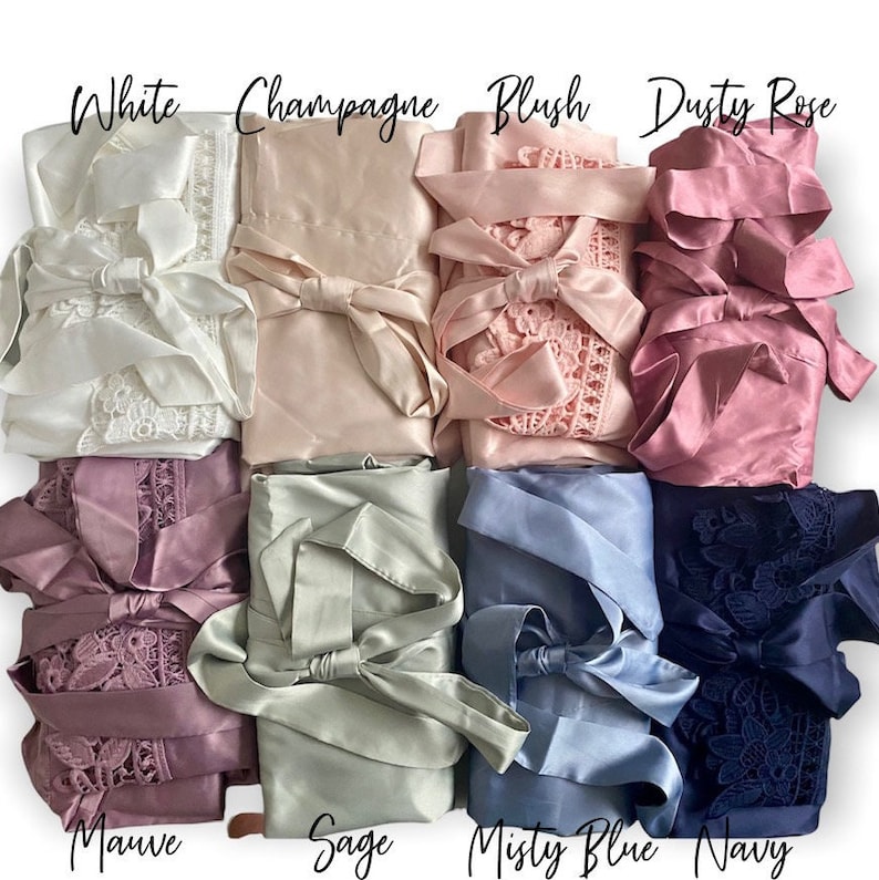 BRIDESMAID PROPOSAL BOX Sage Greenery Satin Lace Robe Etsy