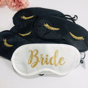 Bride Sleep Mask - Bachelorette party FAVORS - Party Favors - Eye Mask Bridesmaid gift Lashes sleeping mask beauty mask bride sleep mask