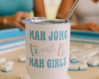 Mahjong Wine Tumbler: Stainless Steel Gift for Mahjong Player