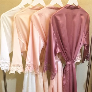 BRIDESMAIDS Robes - Bridesmaid Lace Robes, Lace Robes - Lace Trim Robes - Wedding Robes - Bridesmaid Gifts - Cotton Robes - Soft Lace Robes