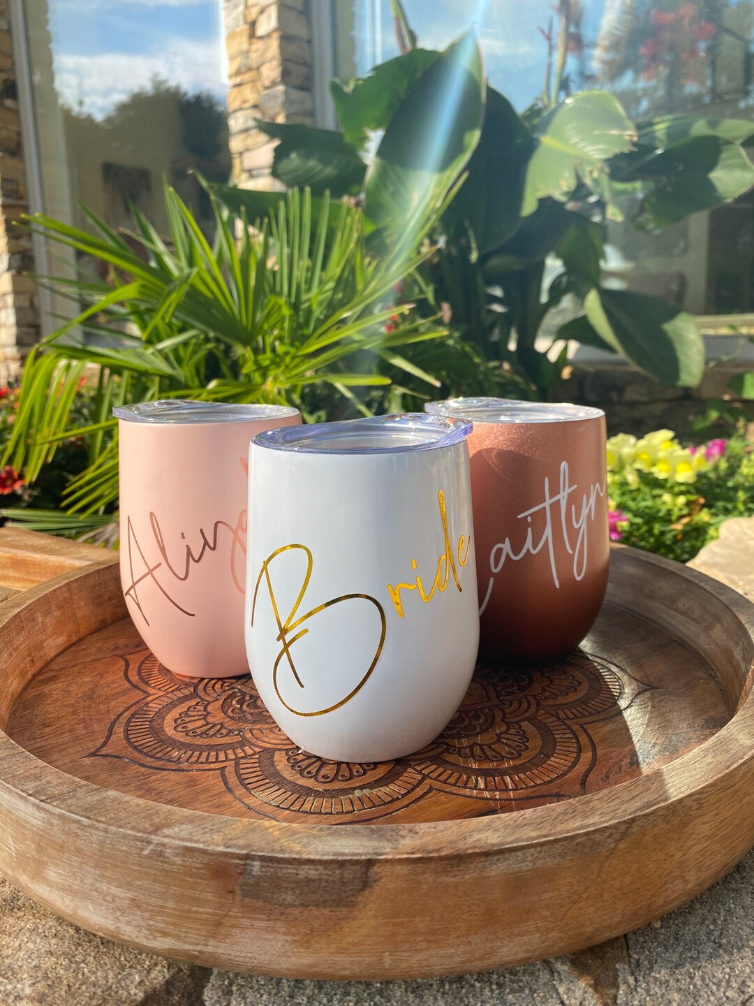WINE TUMBLERS- Stainless Steel Stemless Wine Tumblers, Bridesmaid Gift ...