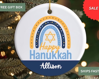 Chanukah Ornament, Hanukkah Ornament, Custom Chanukah Gift Personalized Judaica Ornament Gift Personalized Hanukkah Gift Jewish Keepsake