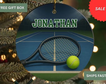 Tennis Ornament, Custom Tennis Christmas Ornament Personalized Tennis Ornament Tennis Player Ornament Tennis Team Keepsake Gift Tennis Lover