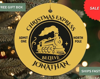 Personalized Polar Express Ornament Child Christmas Ornament Christmas Gift for Kid Polar Express Christmas Keepsake Custom Kid Ornament