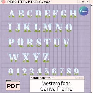 Fuente PNG del alfabeto occidental / Letras y números de vaquero de Canva / Clipart de fuente digital / Fiesta campestre / Gráficos de rodeo