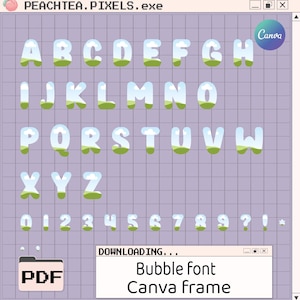 Fuente PNG con letras de burbujas / Alfabeto pastel kawaii para Canva / Pegatinas digitales lindas / Clipart de cumpleaños y álbumes de recortes