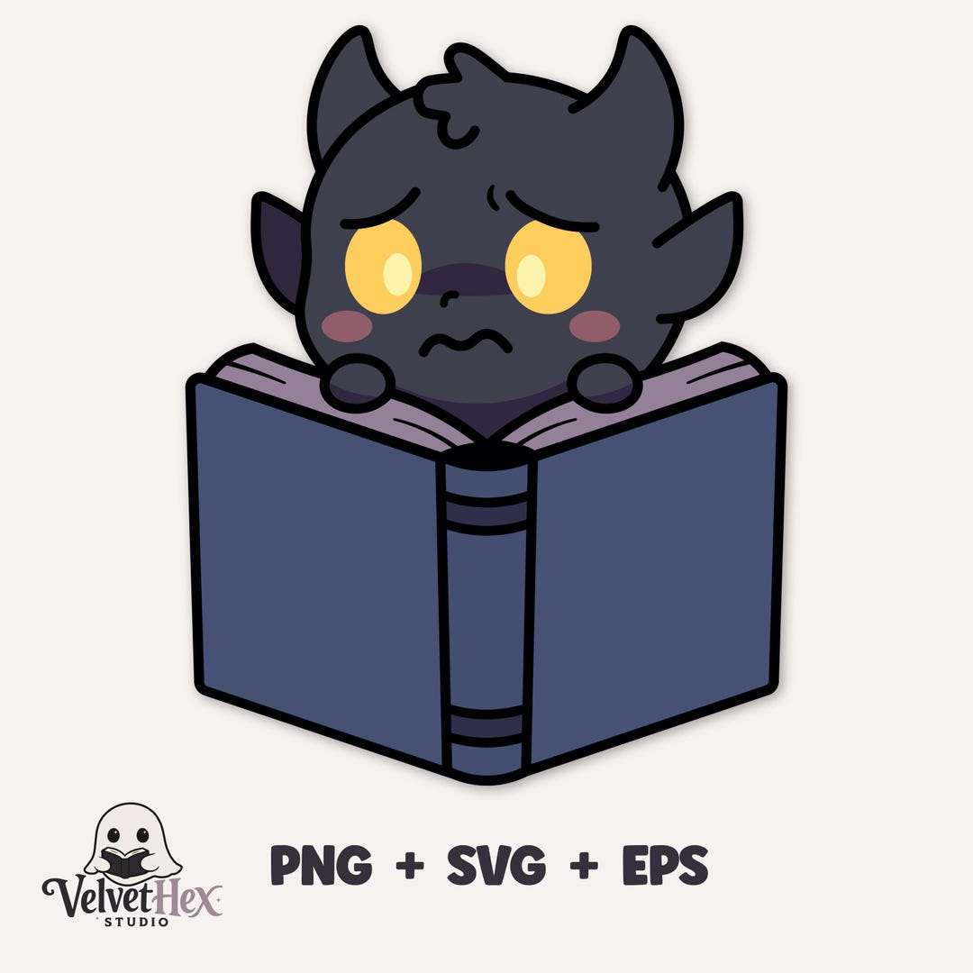 Reading Demon PNG SVG, Cute Devil Book Lover Clipart, Halloween Sticker ...