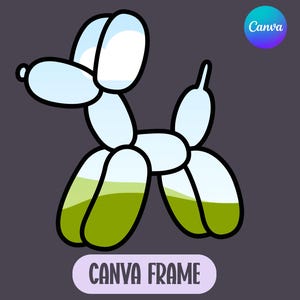 Balloon Dog Clipart | Canva Frame Party Decor (Digital Download)