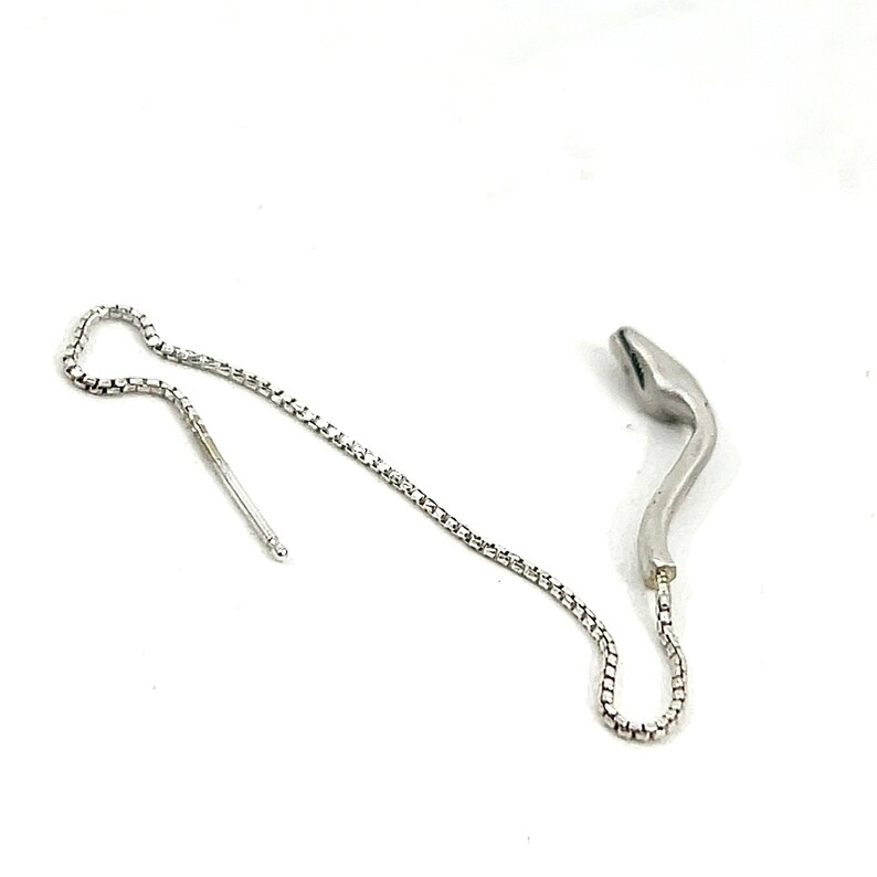 Python Threader Earring in Solid Sterling Silver or 14k Gold - Snake Serpent Jewelry image 6