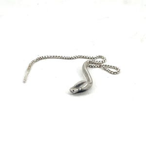 Python Threader Earring in Solid Sterling Silver or 14k Gold - Snake Serpent Jewelry image 5