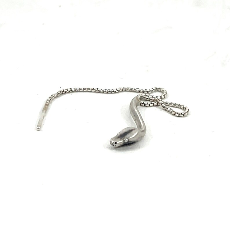 Python Threader Earring in Solid Sterling Silver or 14k Gold - Snake Serpent Jewelry image 5