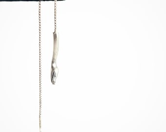 Python Threader Earring in Solid Sterling Silver or 14k Gold - Snake Serpent Jewelry