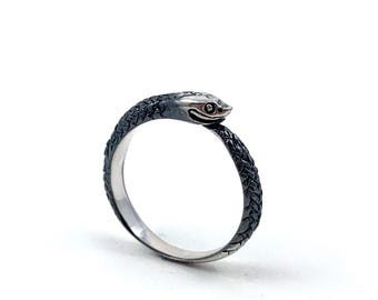 Ring mit Hakennasennatter aus massivem Sterlingsilber oder 14-karätigem Gold – Schlangenschmuck