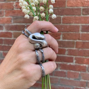 Python Ring in Solid Sterling Silver or 14k Gold - Snake Serpent Jewelry image 2