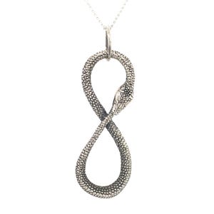 Ouroboros Infinity Python Pendant in Solid Sterling Silver or 14k Gold - Snake Serpent Jewelry