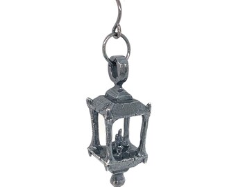 Lantern Earrings in Solid Sterling Silver or 14k Gold - Spooky Witchcore Jewelry