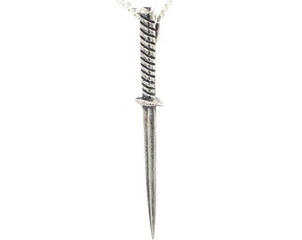 Pendentif poignard/épée en argent sterling massif ou en or 14 carats