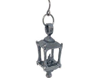 Lantern Earrings in Solid Sterling Silver or 14k Gold - Spooky Witchcore Jewelry