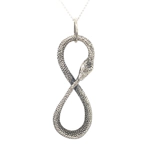 Ouroboros-oneindigheidspython-hanger in massief sterlingzilver of 14k goud - Snake Serpent-sieraden