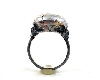 Doppelter Schädel-Kuppel-Ring aus massivem Sterling Silber oder Gold 585