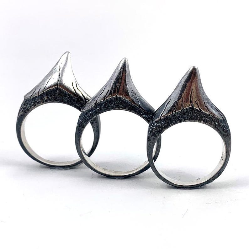 Shark Tooth Ring Stack in Solid Sterling Silver or 14k Gold image 4