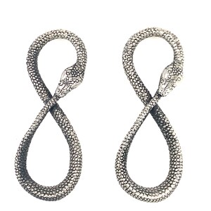 Ouroboros Infinity Python Earrings in Solid Sterling Silver or 14k Gold - Snake Serpent Jewelry image 3