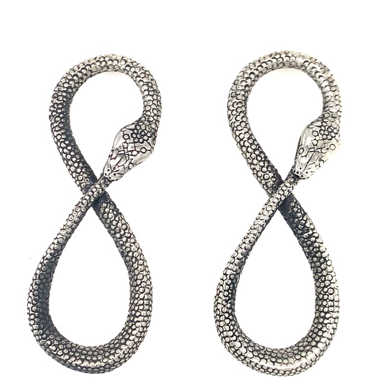 Ouroboros Infinity Python Earrings in Solid Sterling Silver or 14k Gold - Snake Serpent Jewelry image 3