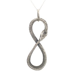 Ouroboros Infinity Python Pendant in Solid Sterling Silver or 14k Gold - Snake Serpent Jewelry